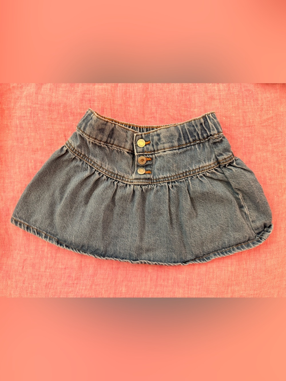 Zara Light Blue Denim Mini Skirt with Button Front